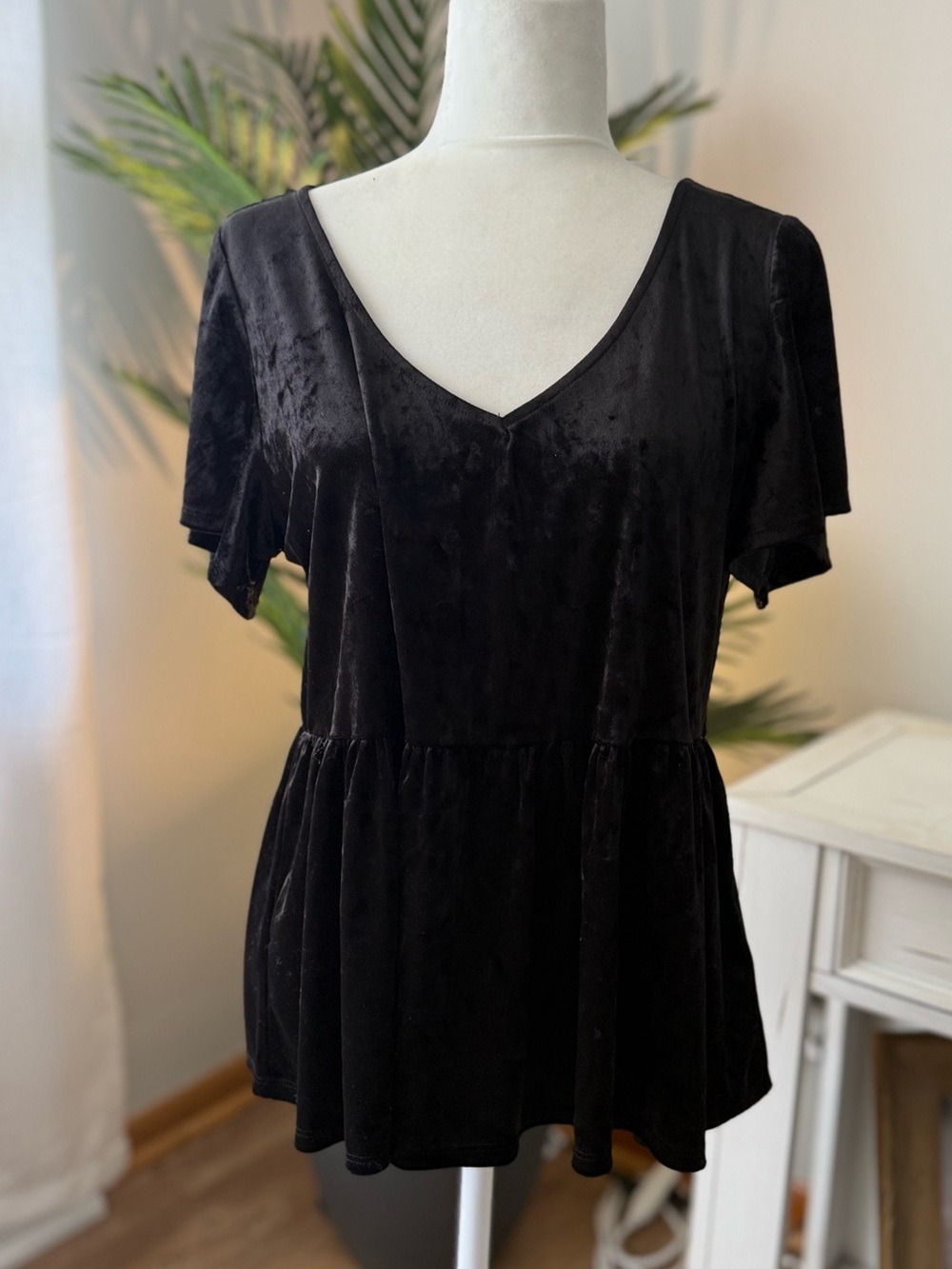 torrid Black Velvet V-Neck Peplum Top